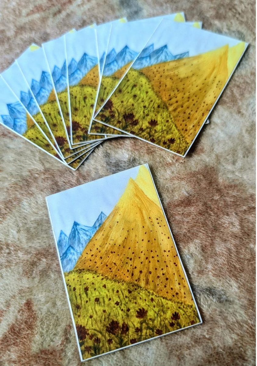Hand painted golden mountain stickers